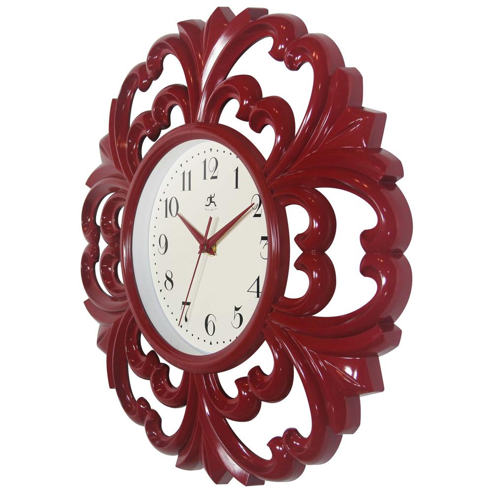 Wisteria 15.5" Wall Clock - Red. Picture 4