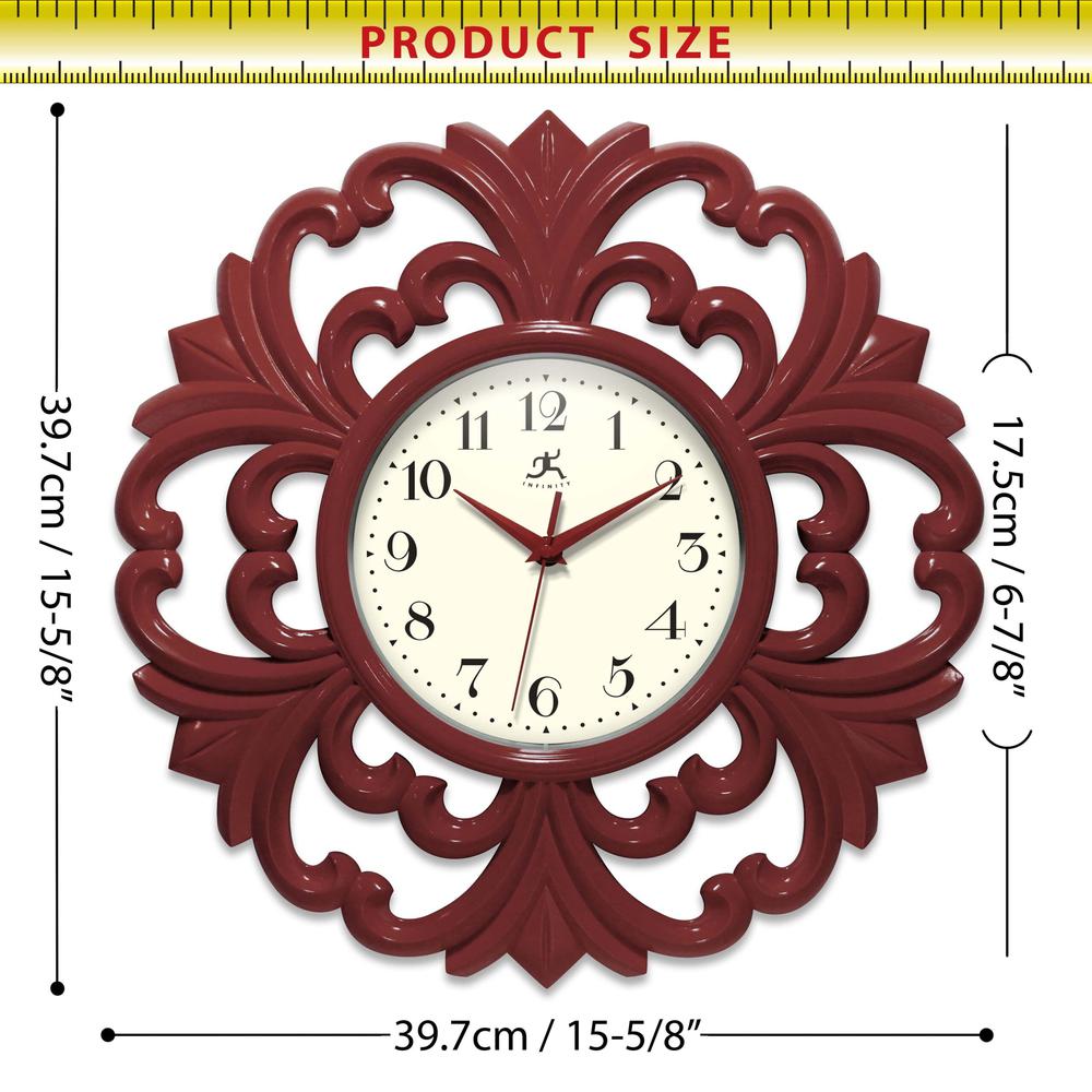 Wisteria 15.5" Wall Clock - Red. Picture 6