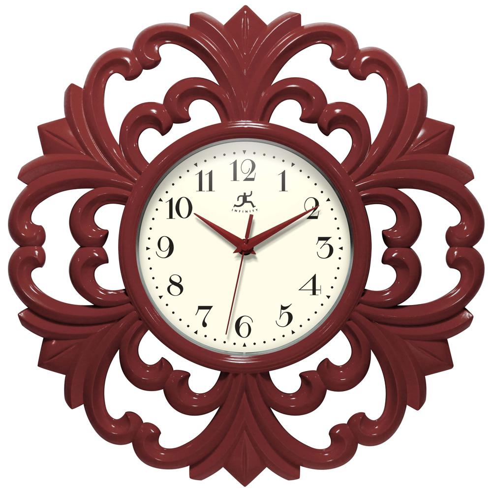 Wisteria 15.5" Wall Clock - Red. Picture 1