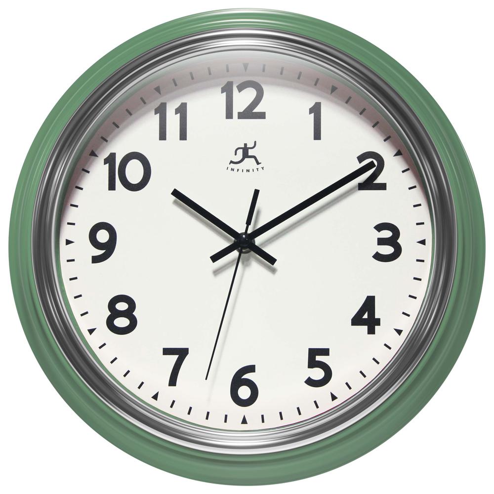 Gas Station Classic 12" Wall Clock - Green. Picture 1