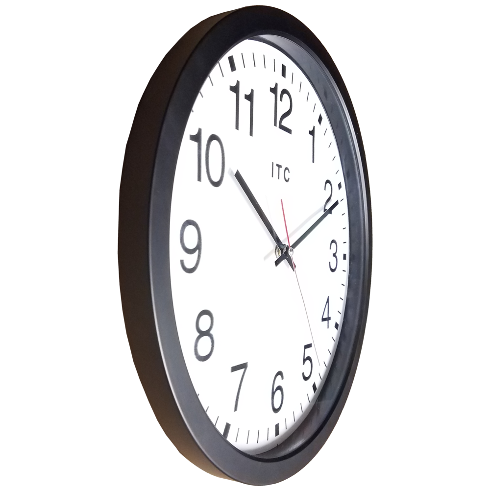 14 in Round Wall Clock, Black Finish Case, Shatter-Resistant Lens, Second Hand, Silent Movement. Picture 2