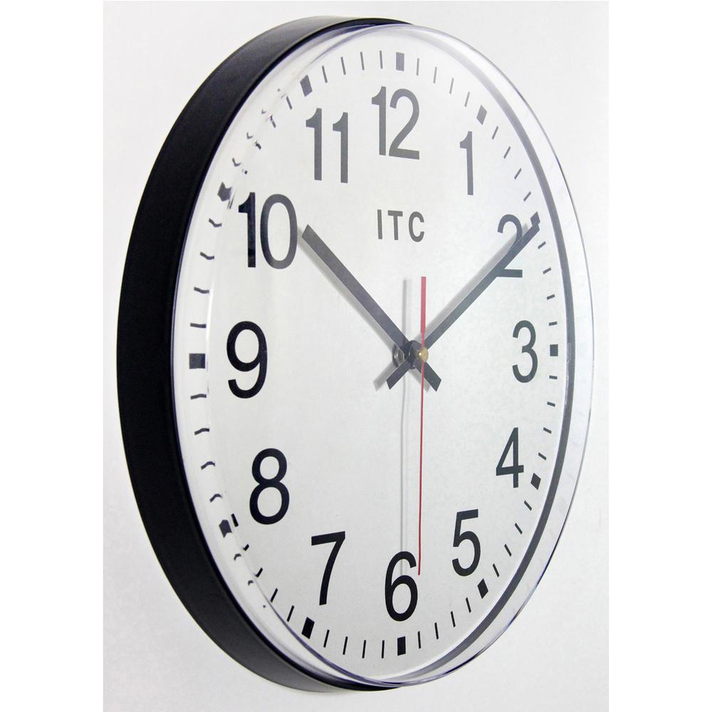 12 in Round Wall Clock, Black Finish Case, Shatter-Resistant Lens, Second Hand, Silent Movement. Picture 2