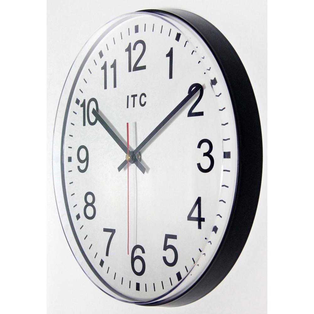 12 in Round Wall Clock, Black Finish Case, Shatter-Resistant Lens, Second Hand, Silent Movement. Picture 3