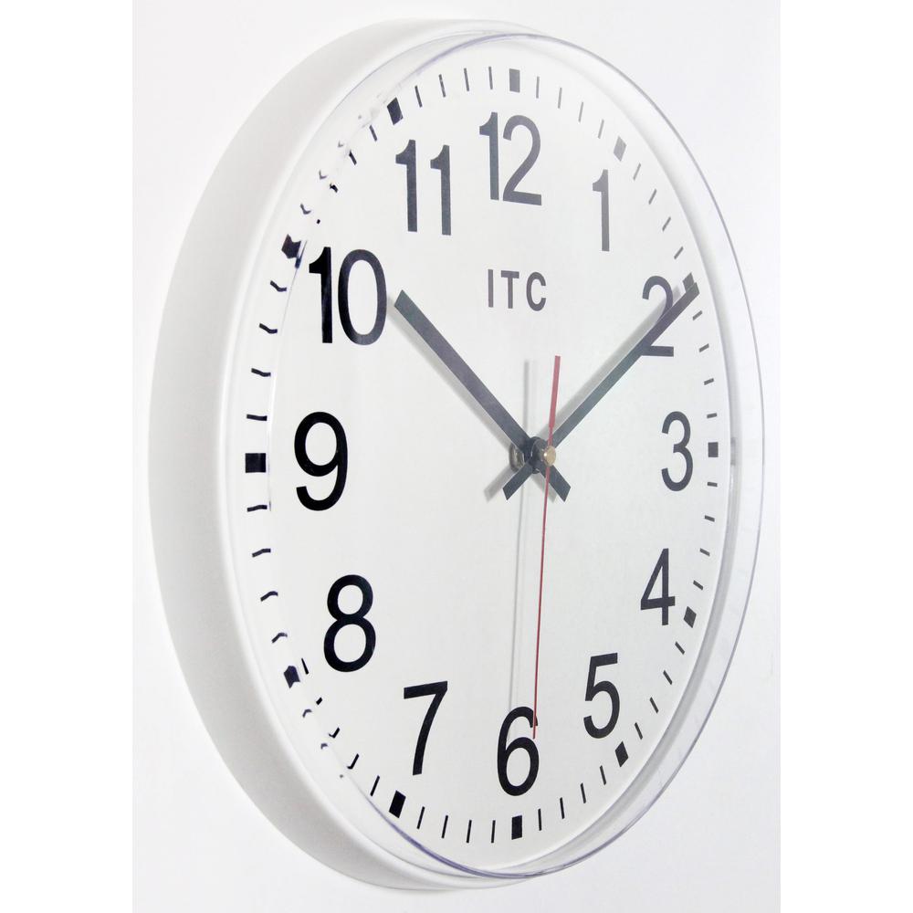 12 in Round Wall Clock, White Finish Case, Shatter-Resistant Lens, Second Hand, Silent Movement. Picture 4