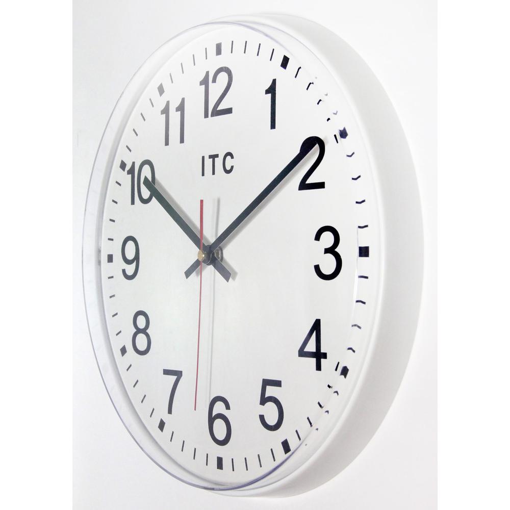 12 in Round Wall Clock, White Finish Case, Shatter-Resistant Lens, Second Hand, Silent Movement. Picture 3