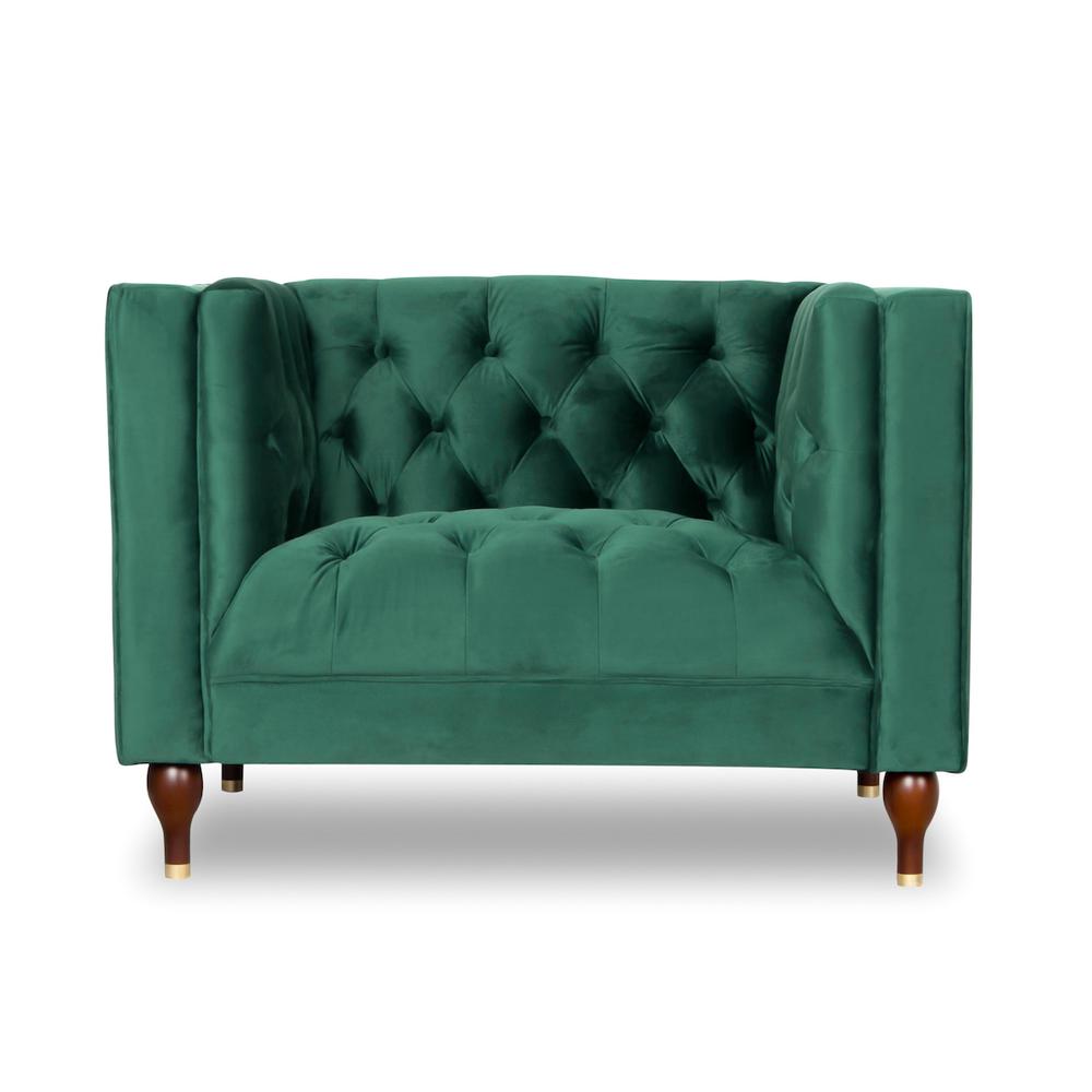 Evelyn Mid-Century Modern Tufted Back Velvet Lounge Chair. Picture 2