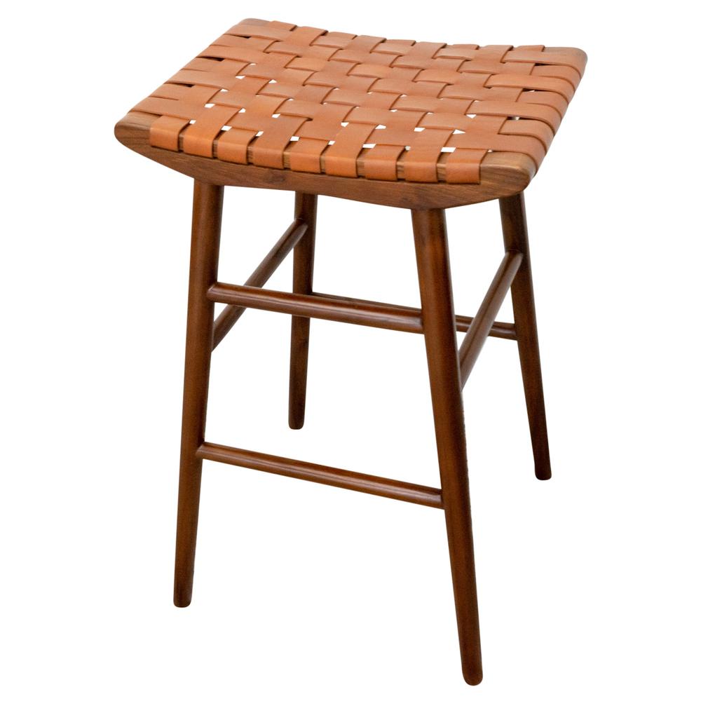 Maya 30" Genuine Leather Stool in Tan. Picture 3