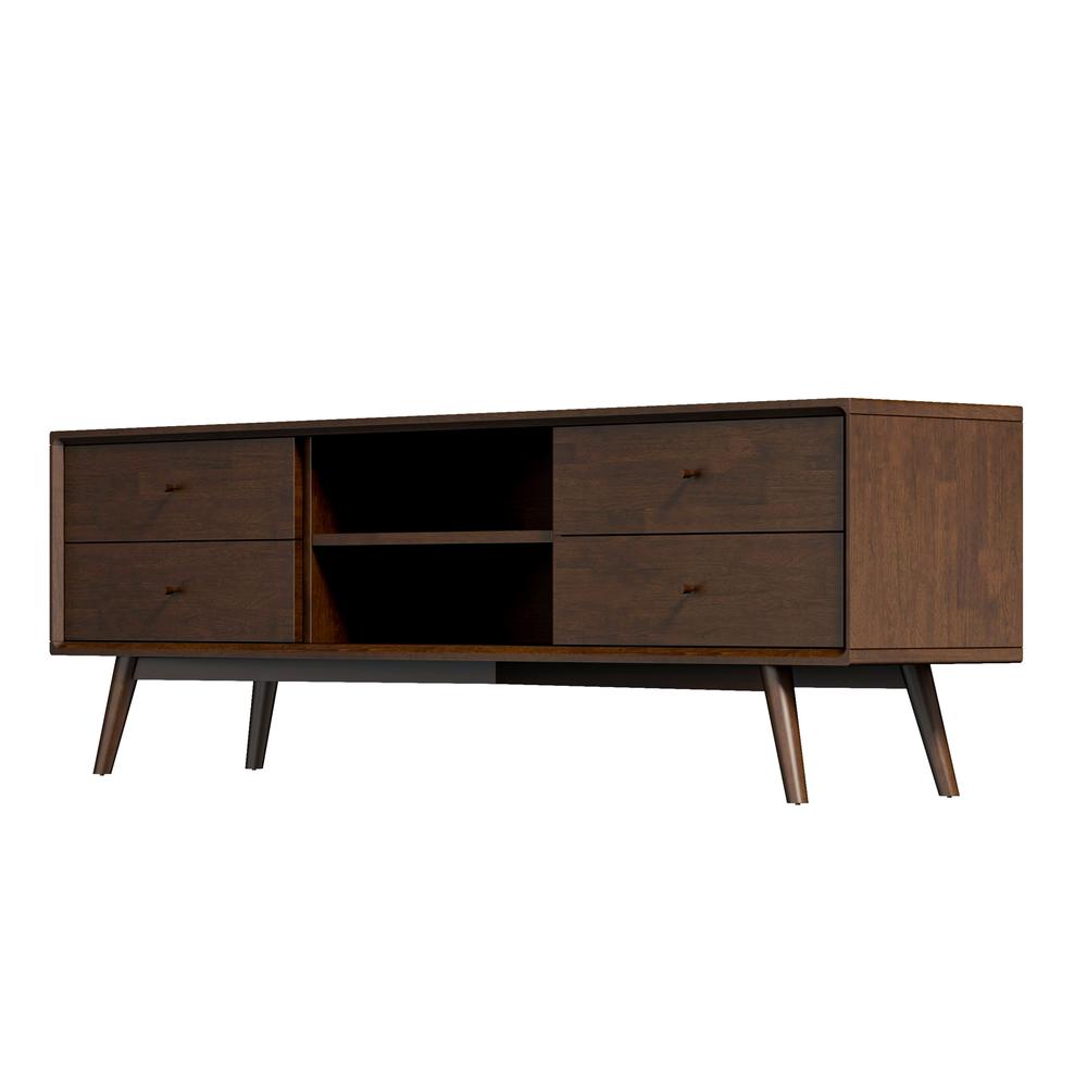 Caroline Mid Century Modern Style Walnut TV Stand up to 72". Picture 1