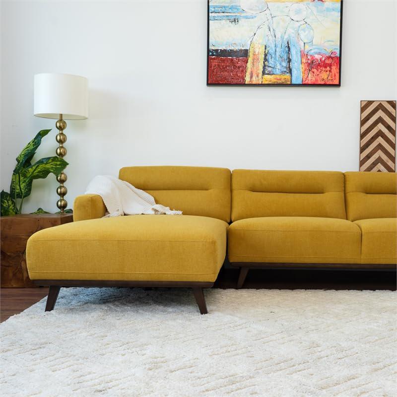 Ella L-Shaped Dark Yellow Linen Left Sectional Couch. Picture 5
