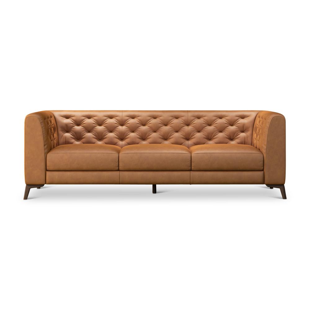 Carter Tufted Tight Back Genuine Leather Sofa. Picture 1
