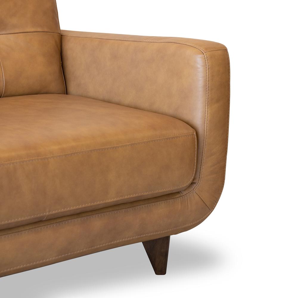 Allison Tufted Back Cognac Tan Genuine Leather Sofa. Picture 3