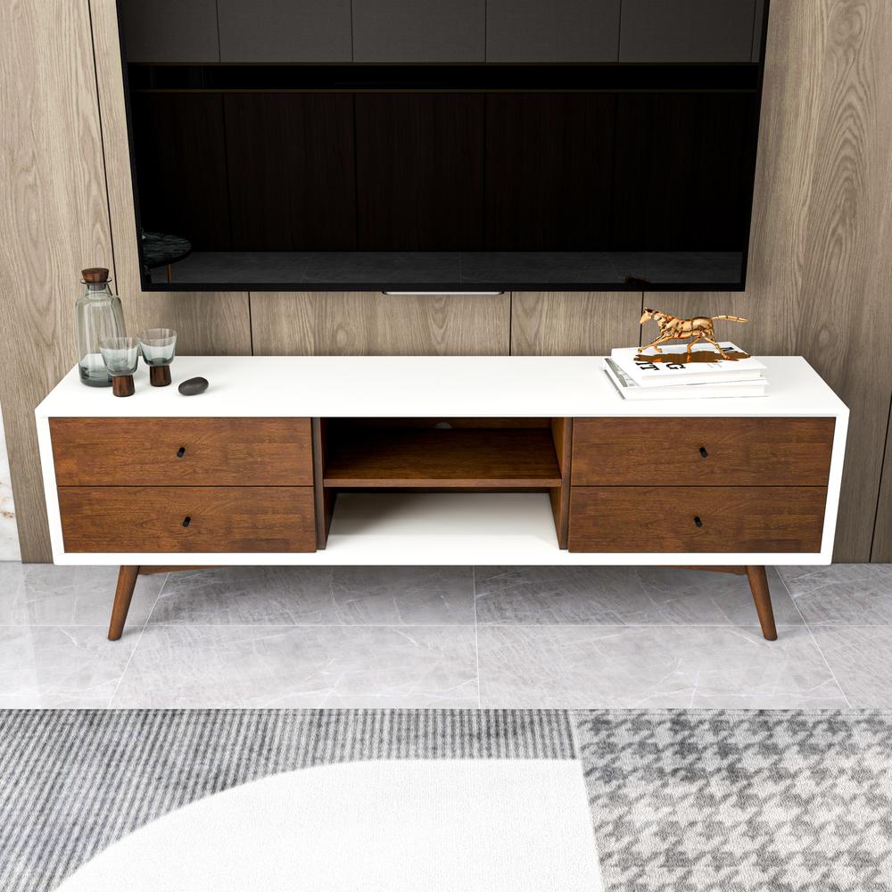 Caroline Mid Century Modern Style Walnut TV Stand up to 72". Picture 3