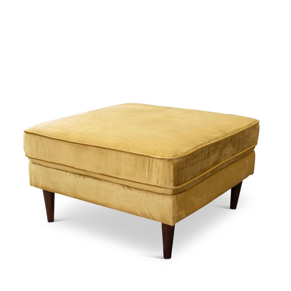Amber Mid-Century Modern Square Upholstered Ottoman. Picture 1