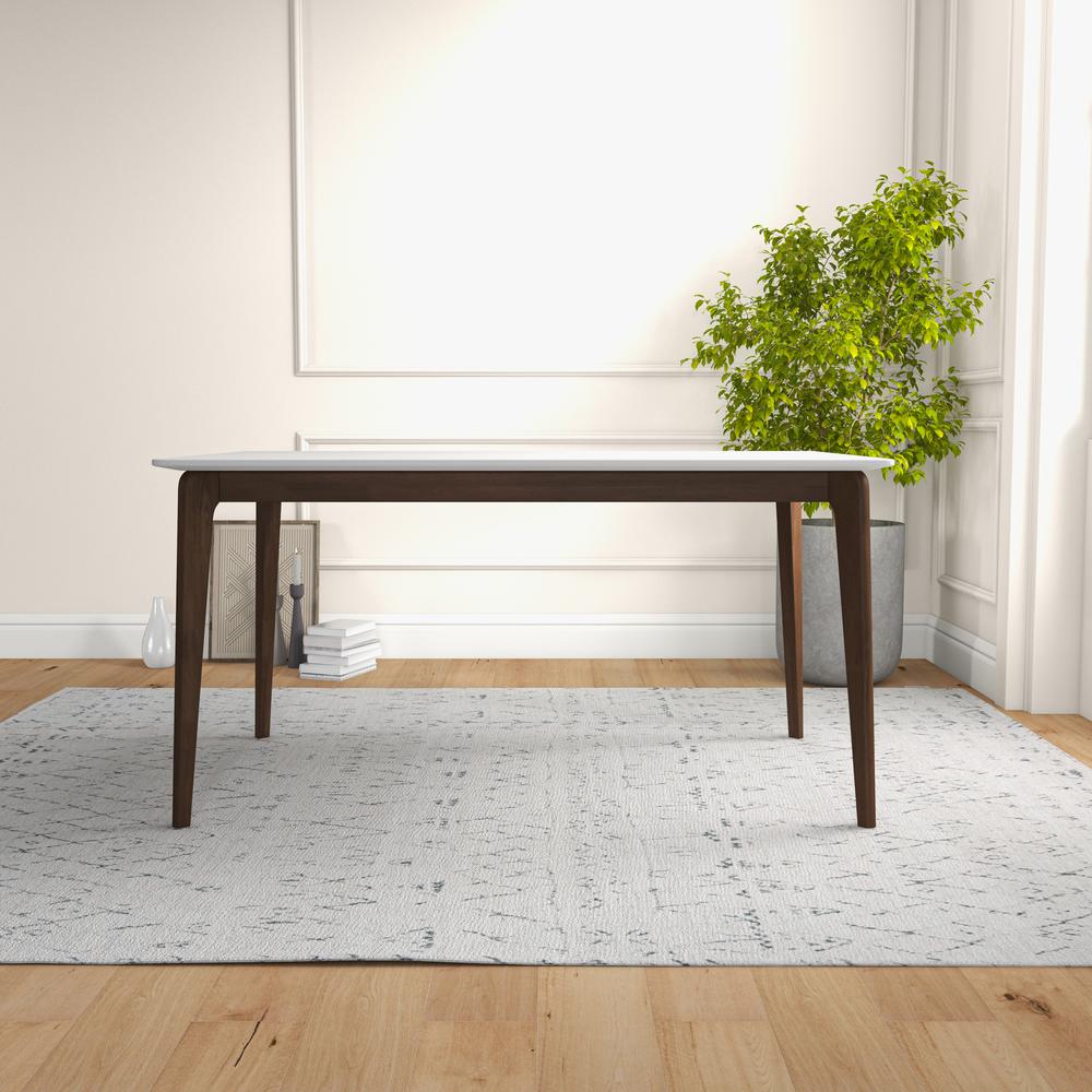 Lindsey Mid-Century Modern Solid Wood White Top Dining Table. Picture 3