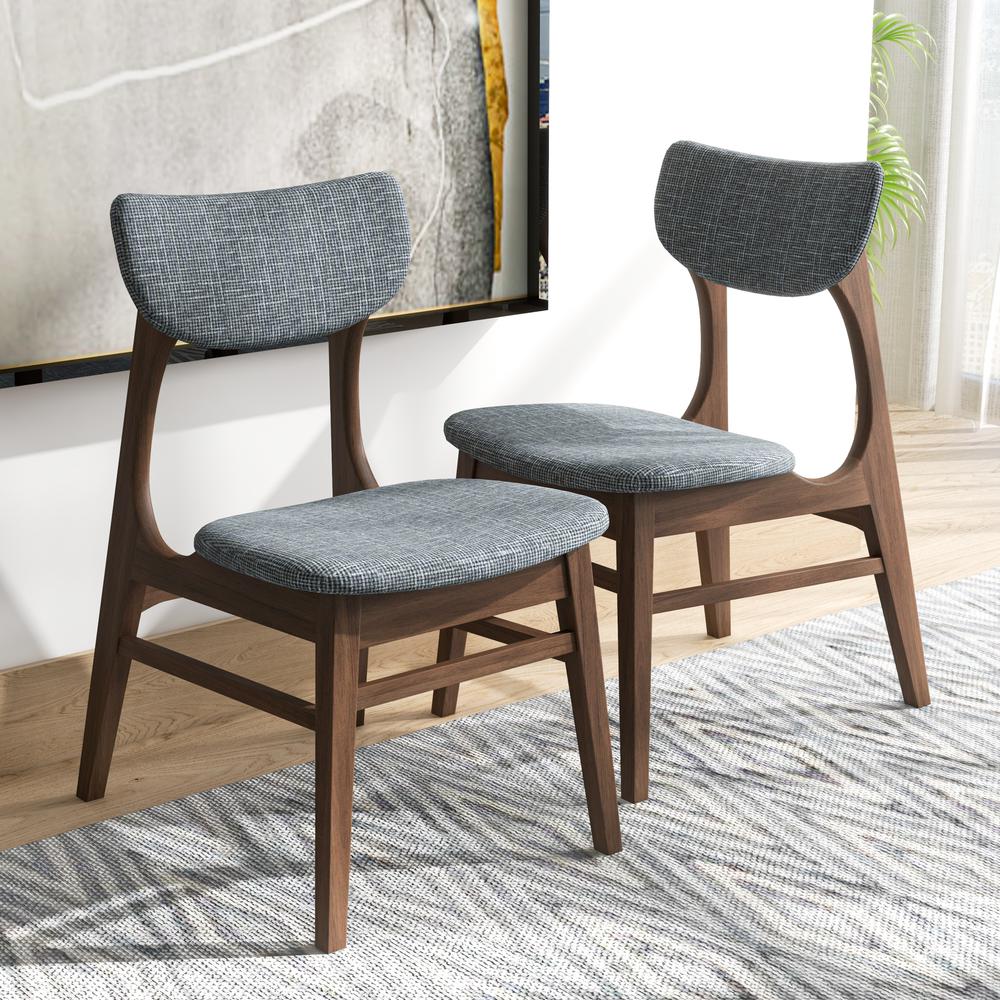 Eula Mid-Century Modern Dark Grey Dining Chair (Set of 2). Picture 3