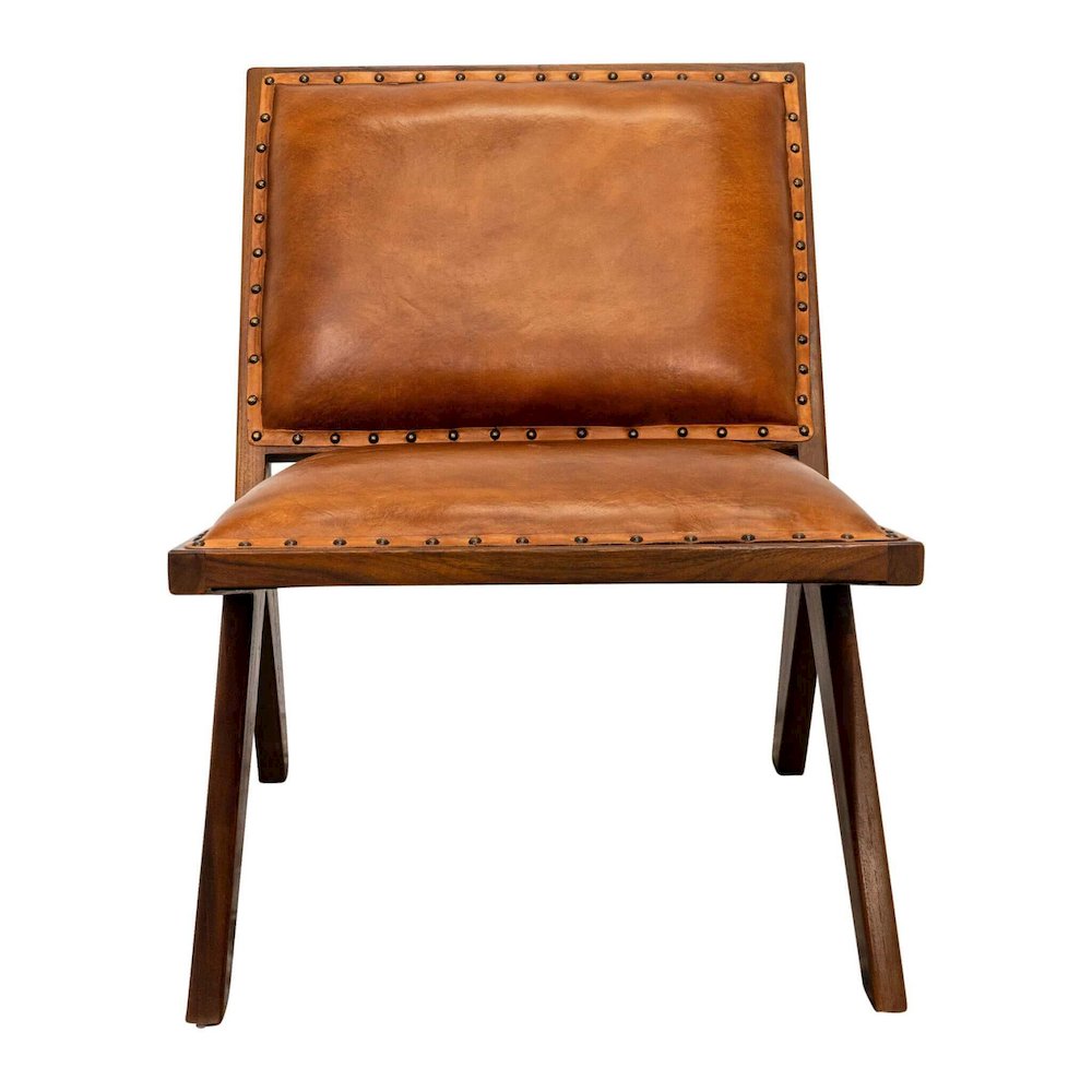 Colin Tan Leather Lounge Chair. Picture 2