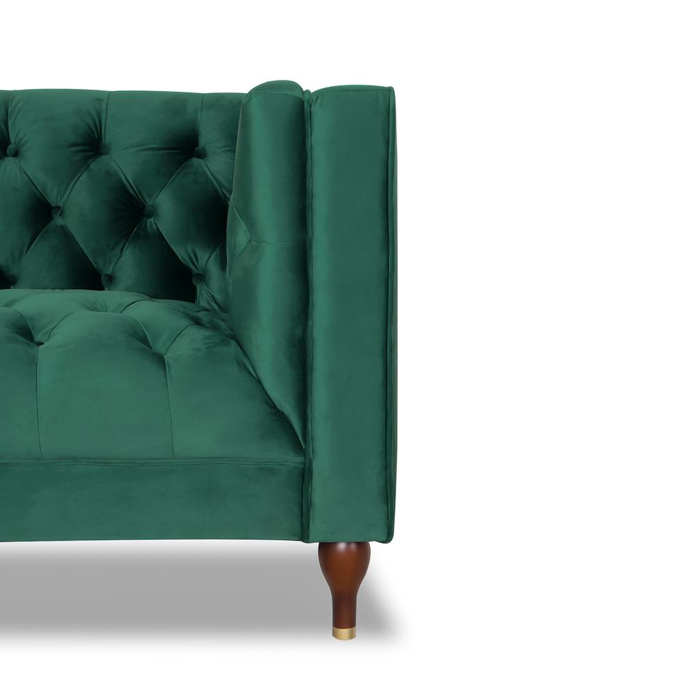 Evelyn Mid-Century Modern Tufted Back Velvet Lounge Chair. Picture 3