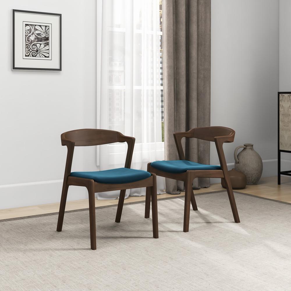 Dakota Mid-Century Modern Solid Wood Velvet Dining Chair (Set of 2). Picture 5