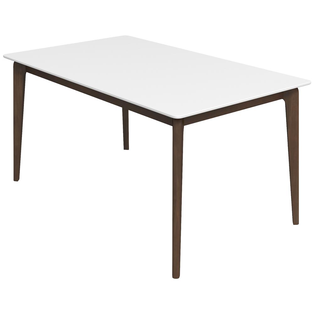 Lindsey Mid-Century Modern Solid Wood White Top Dining Table. Picture 1