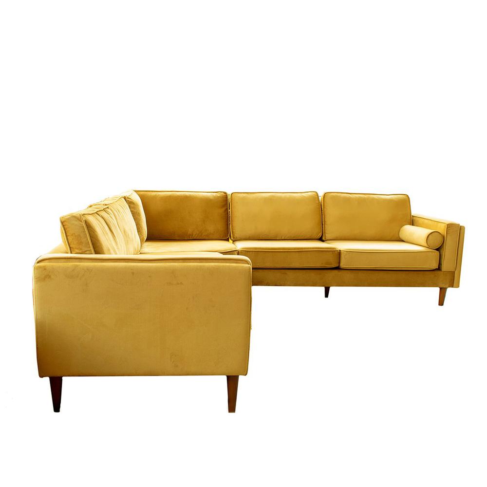 Amber Velvet Symmetrical Corner Sofa. Picture 2