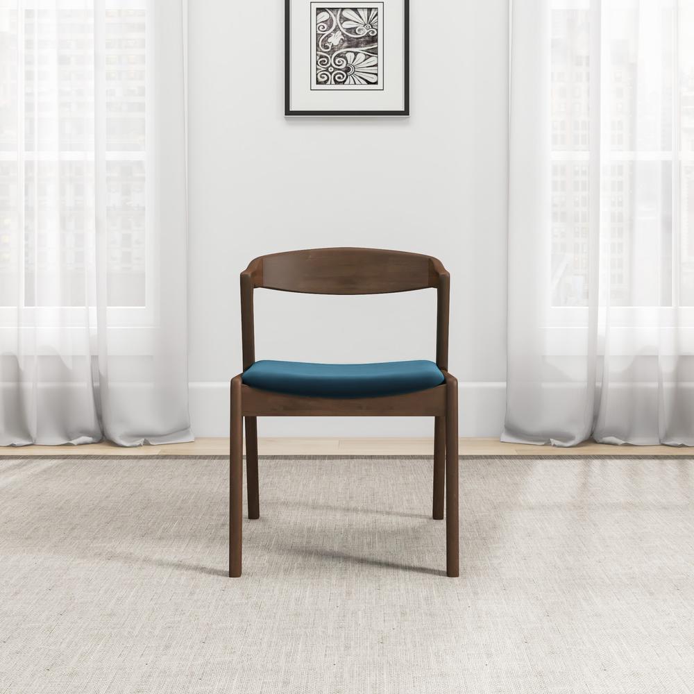 Dakota Mid-Century Modern Solid Wood Velvet Dining Chair (Set of 2). Picture 4