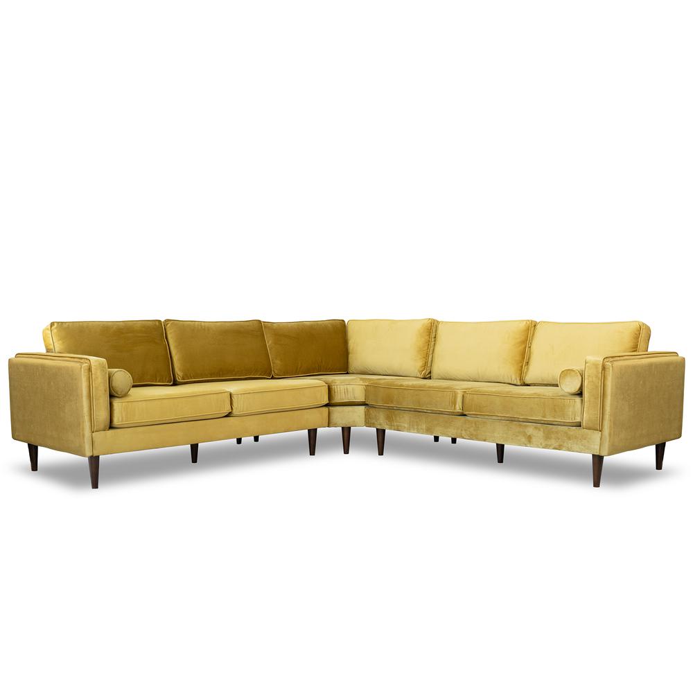 Amber Velvet Symmetrical Corner Sofa. Picture 1