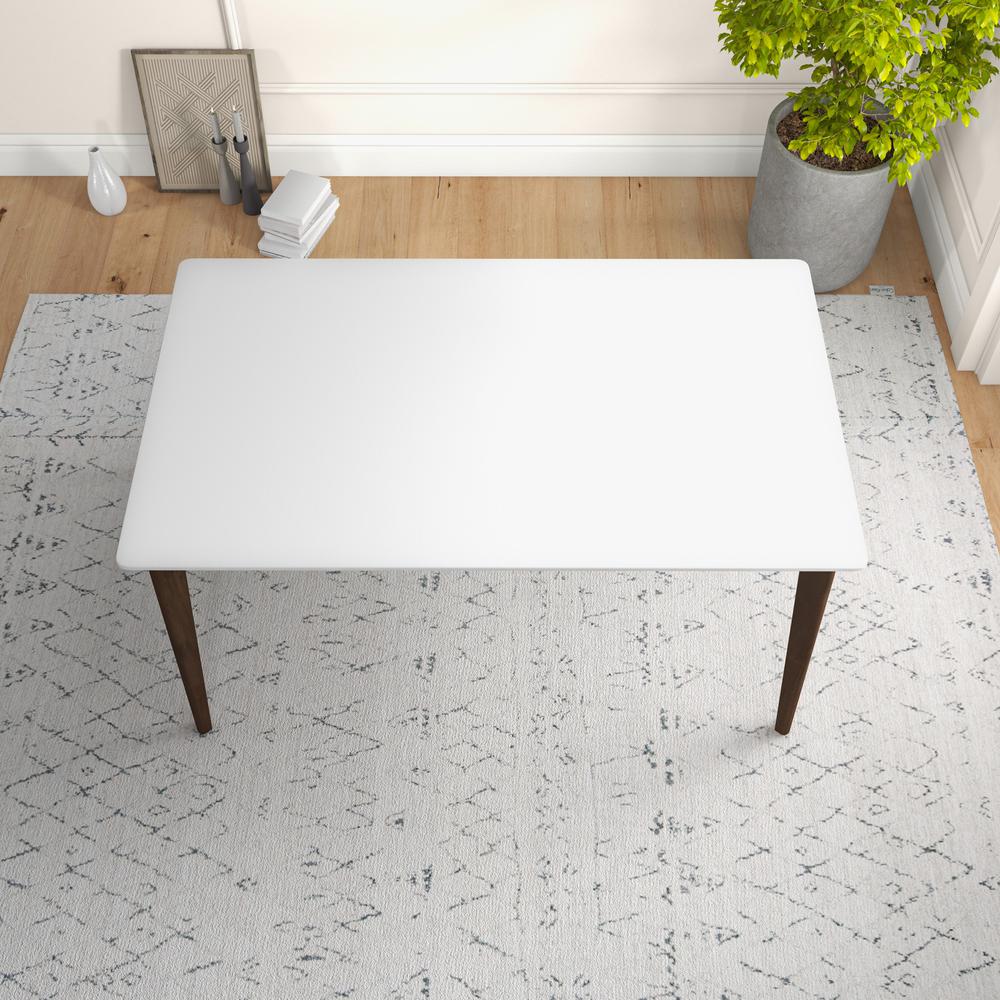 Lindsey Mid-Century Modern Solid Wood White Top Dining Table. Picture 2