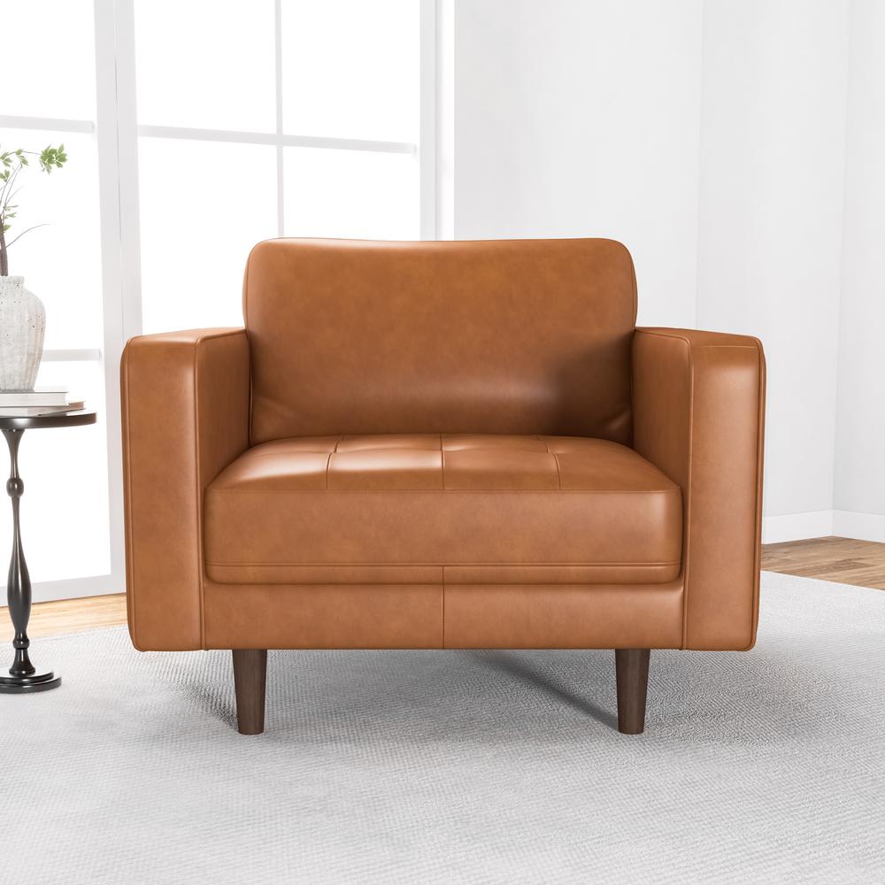 Catherine Leather Lounge Chair (Tan Leather). Picture 2