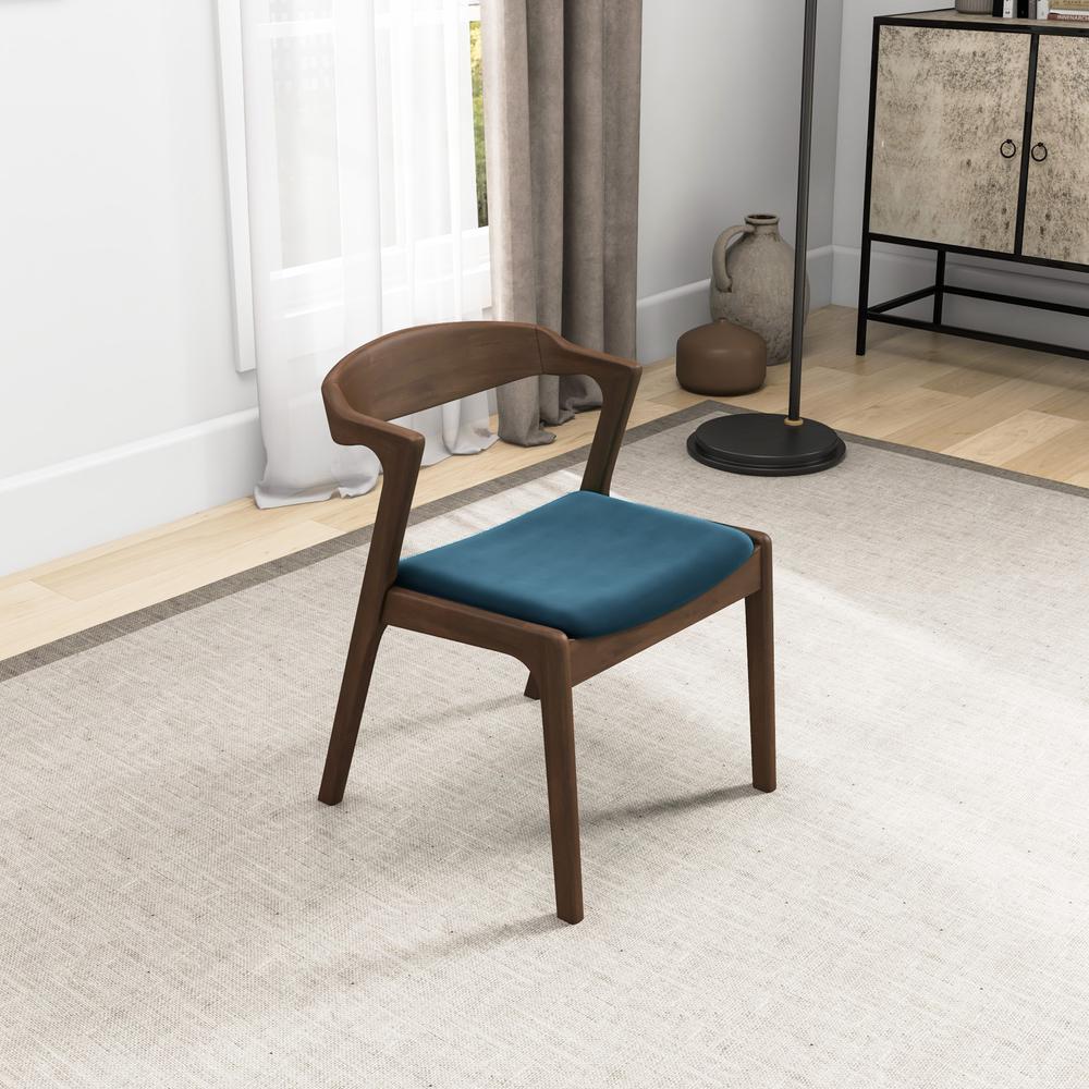 Dakota Mid-Century Modern Solid Wood Velvet Dining Chair (Set of 2). Picture 2