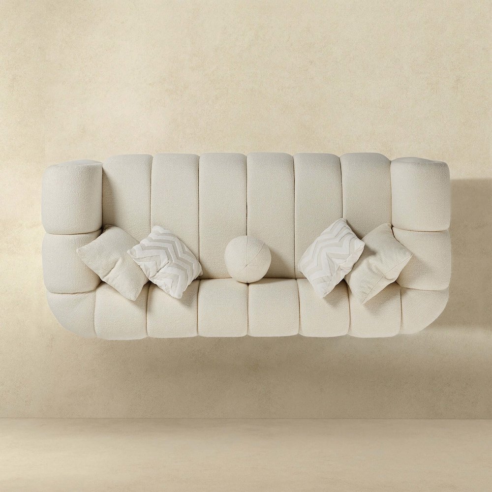 Beatrice Modern Tufted Ivory Boucle Sofa. Picture 5