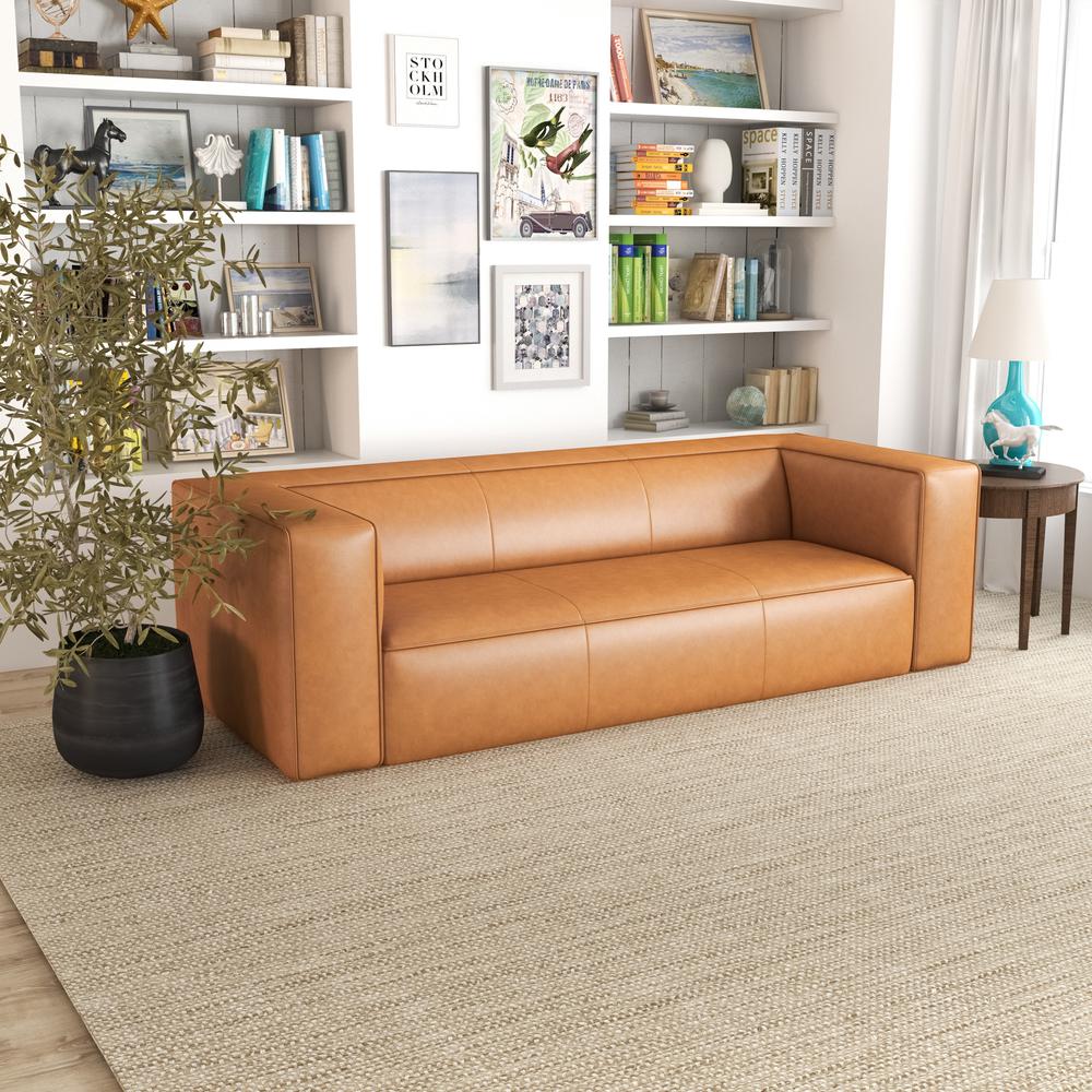 Colton Leather Sofa (Tan). Picture 3