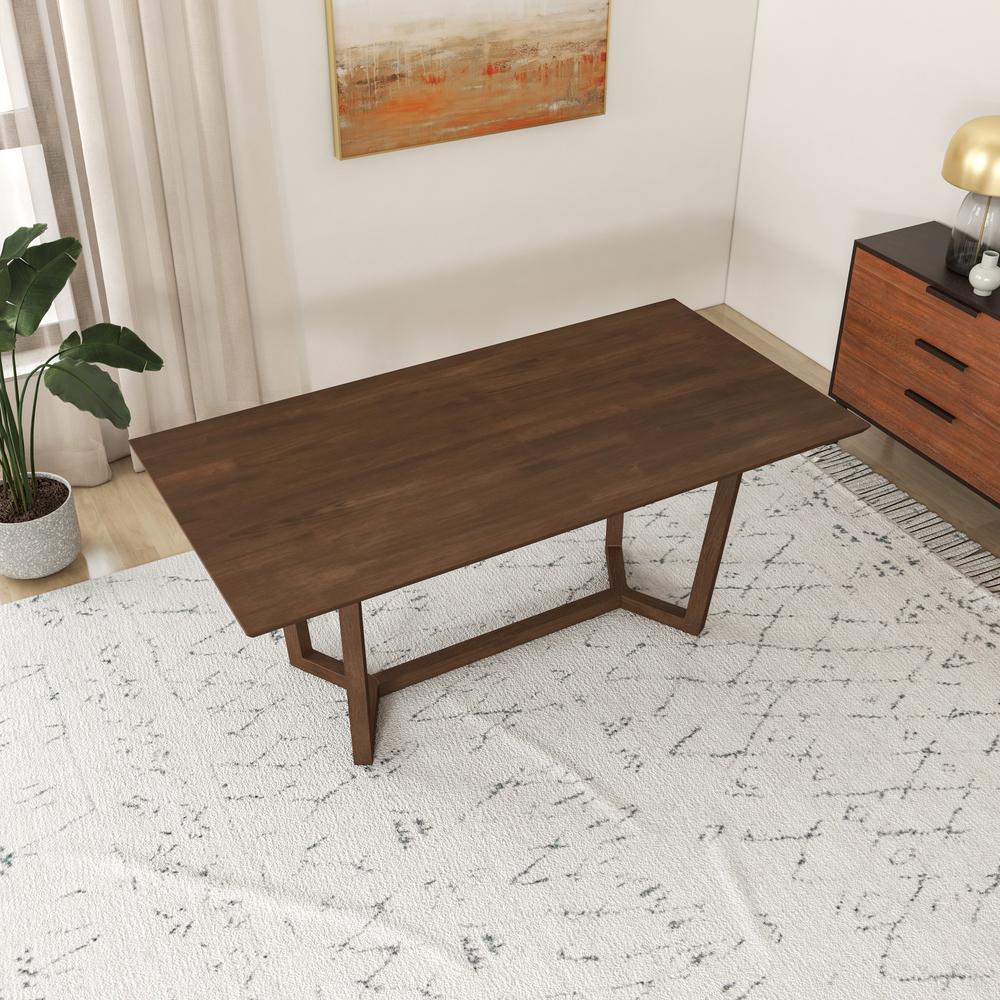 Marina Mid-Century Modern Solid Wood Dining Table in Brown. Picture 3