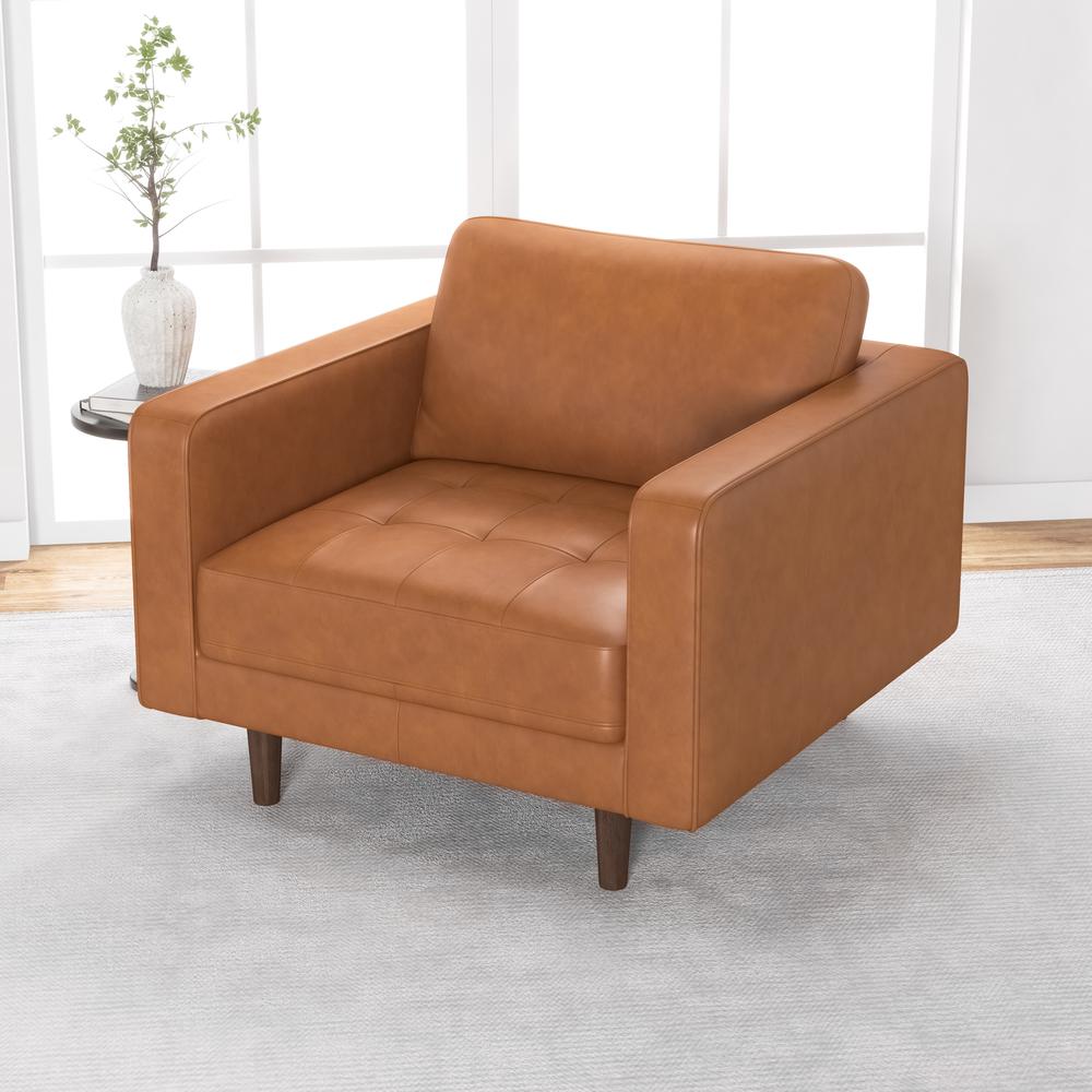Catherine Leather Lounge Chair (Tan Leather). Picture 3