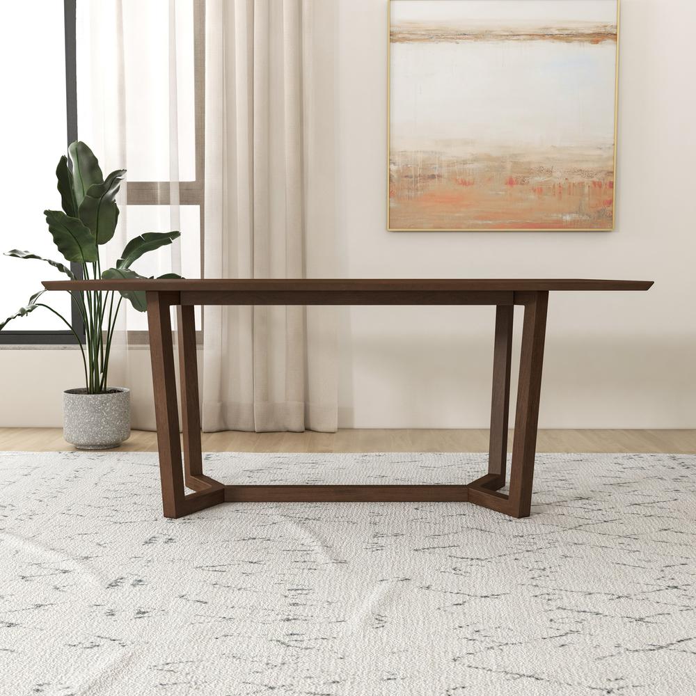 Marina Mid-Century Modern Solid Wood Dining Table in Brown. Picture 2