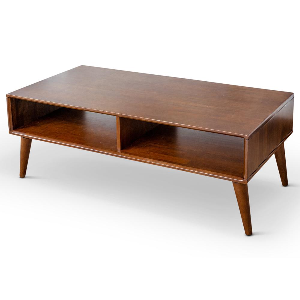 Hazel Solid Wood Walnut Brown Coffee Table. Picture 1