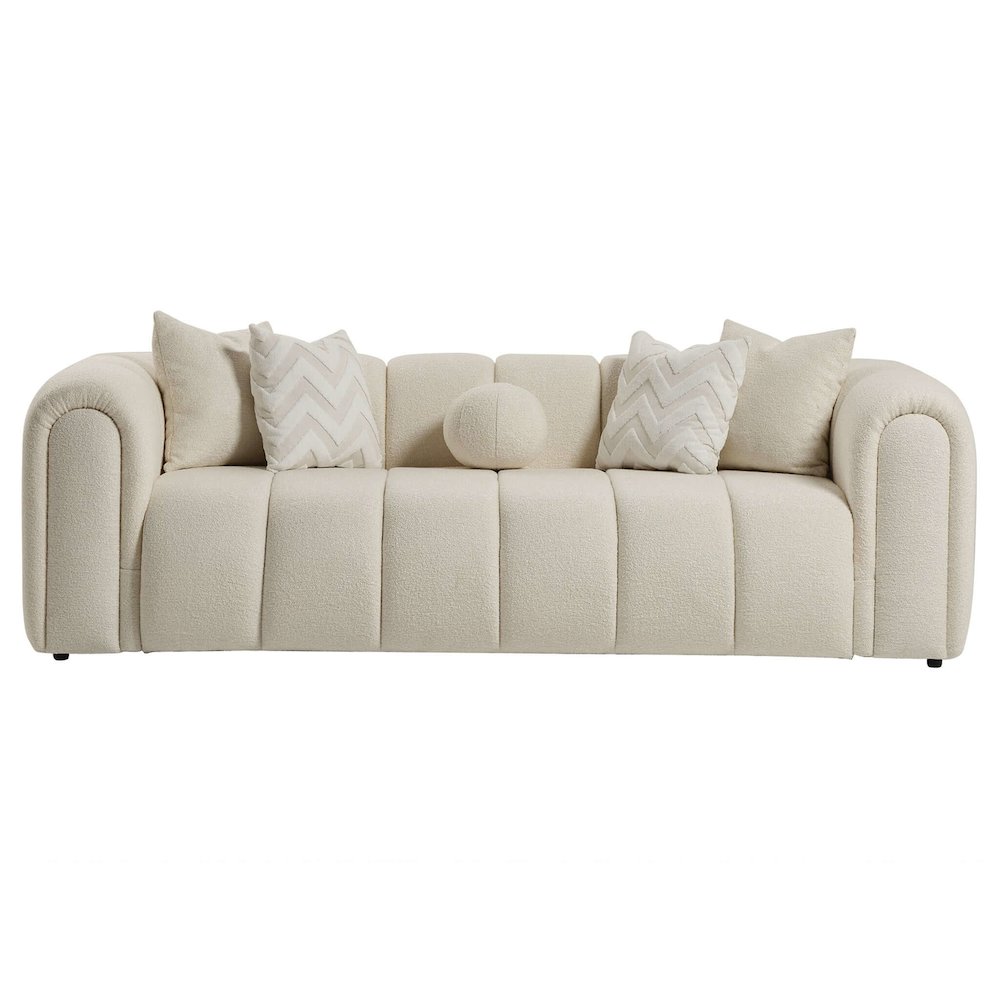 Beatrice Modern Tufted Ivory Boucle Sofa. Picture 1