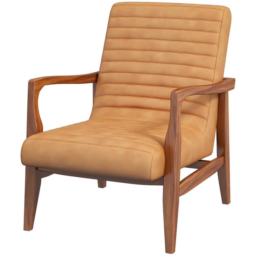 Micah Genuine Tan Leather Accent Chair. Picture 1