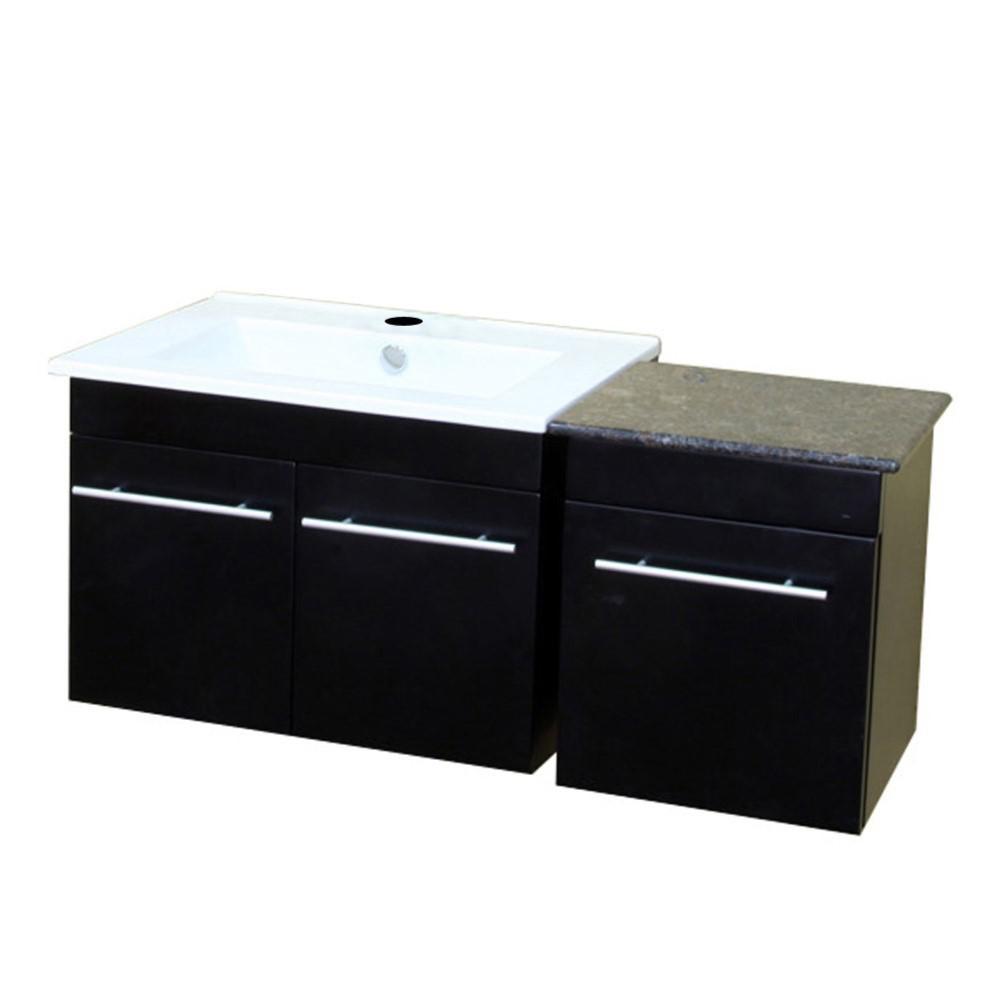24.4 in Single wall mount style sink vanity-wood-black. Picture 12