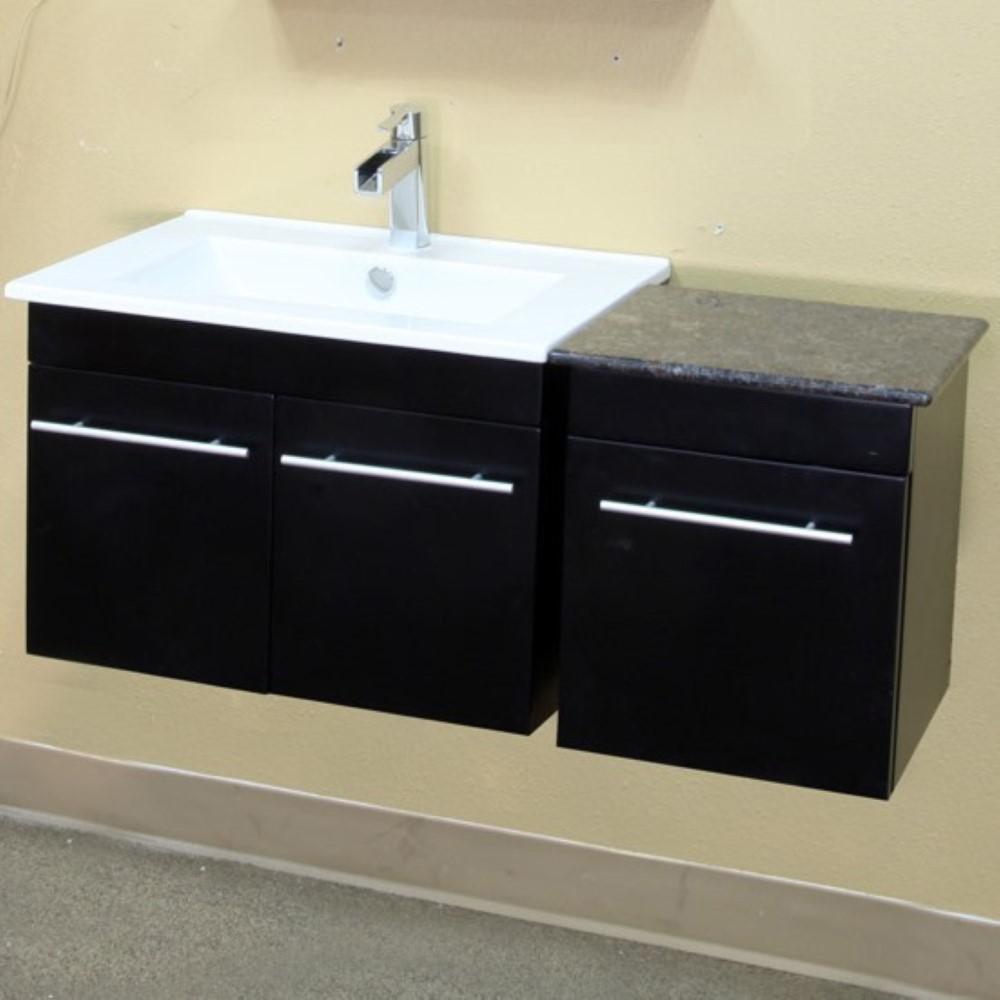 24.4 in Single wall mount style sink vanity-wood-black. Picture 13