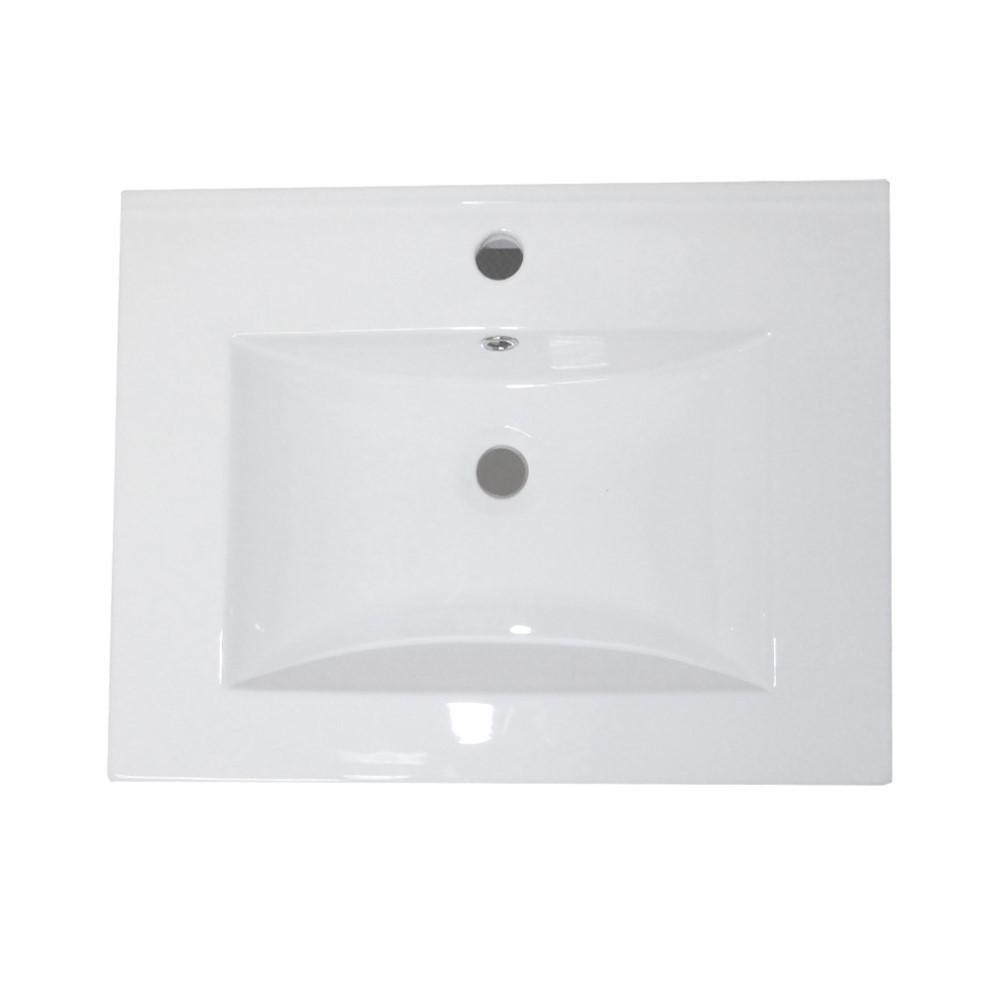 24.4 in Single wall mount style sink vanity-wood- white. Picture 15