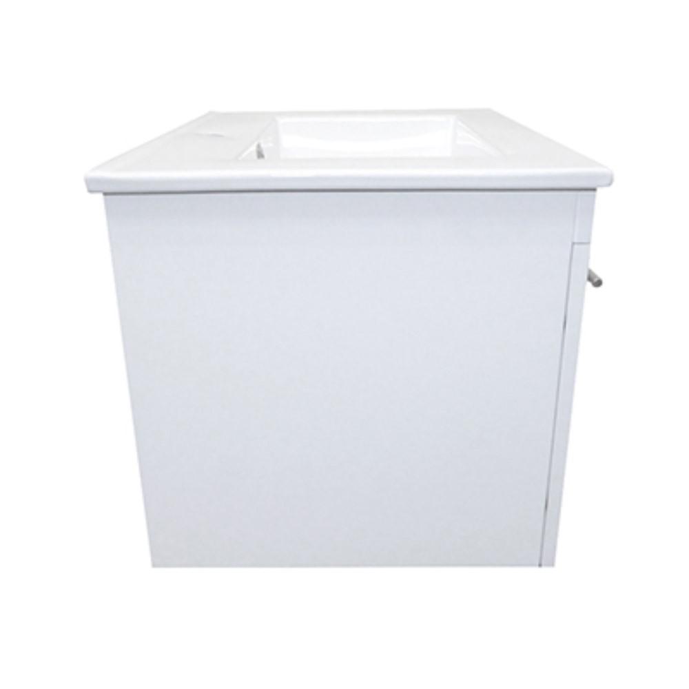 24.4 in Single wall mount style sink vanity-wood- white. Picture 18