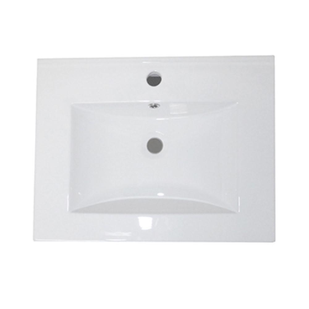 24.4 in Single wall mount style sink vanity-wood- white. Picture 1
