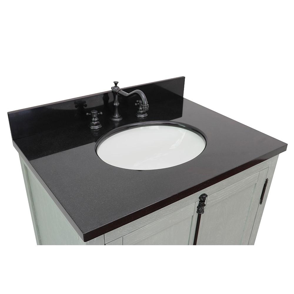 31 Single vanity in Gray Ash finish with Black Galaxy top and oval sink. Picture 5