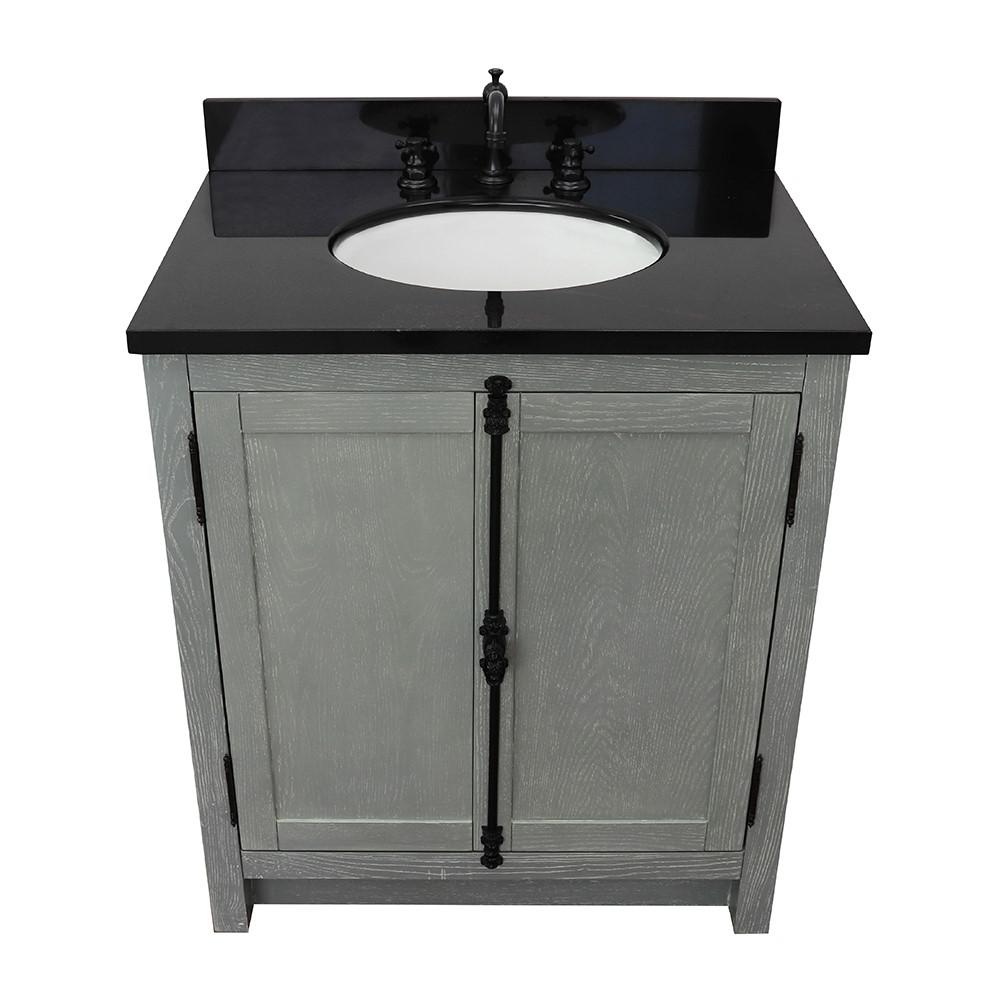 31 Single vanity in Gray Ash finish with Black Galaxy top and oval sink. Picture 8