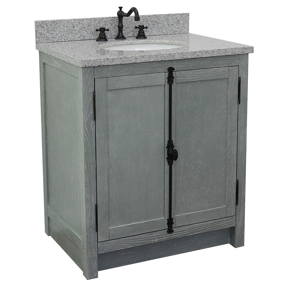 31 Single vanity in Gray Ash finish with Gray granite top and oval sink. Picture 3