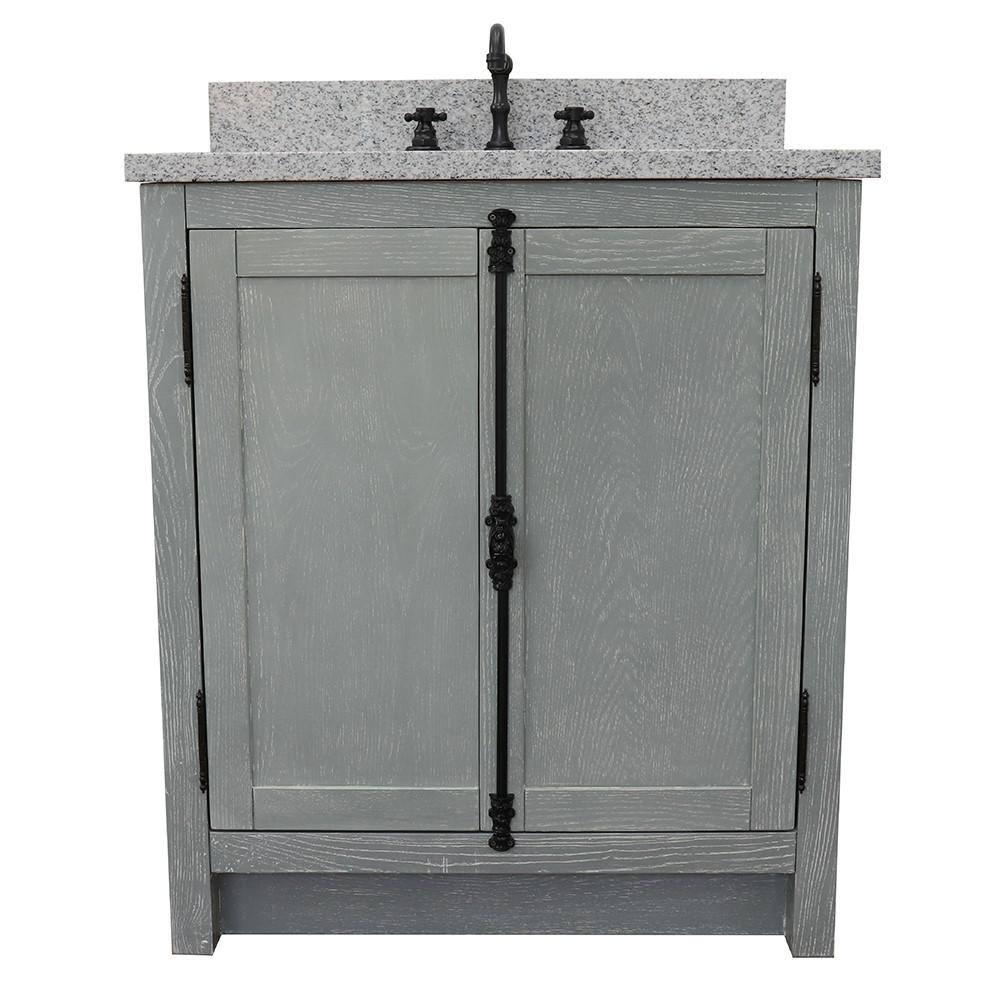 31 Single vanity in Gray Ash finish with Gray granite top and oval sink. Picture 4