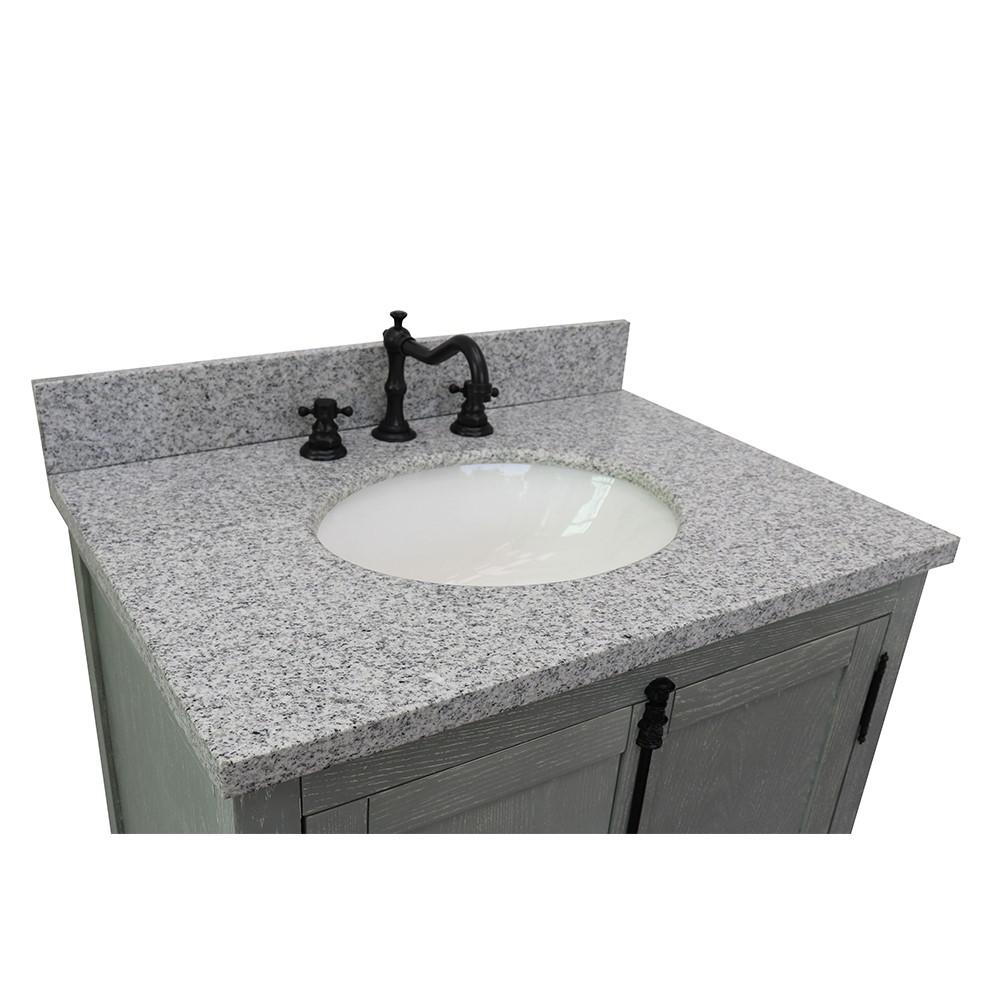 31 Single vanity in Gray Ash finish with Gray granite top and oval sink. Picture 5