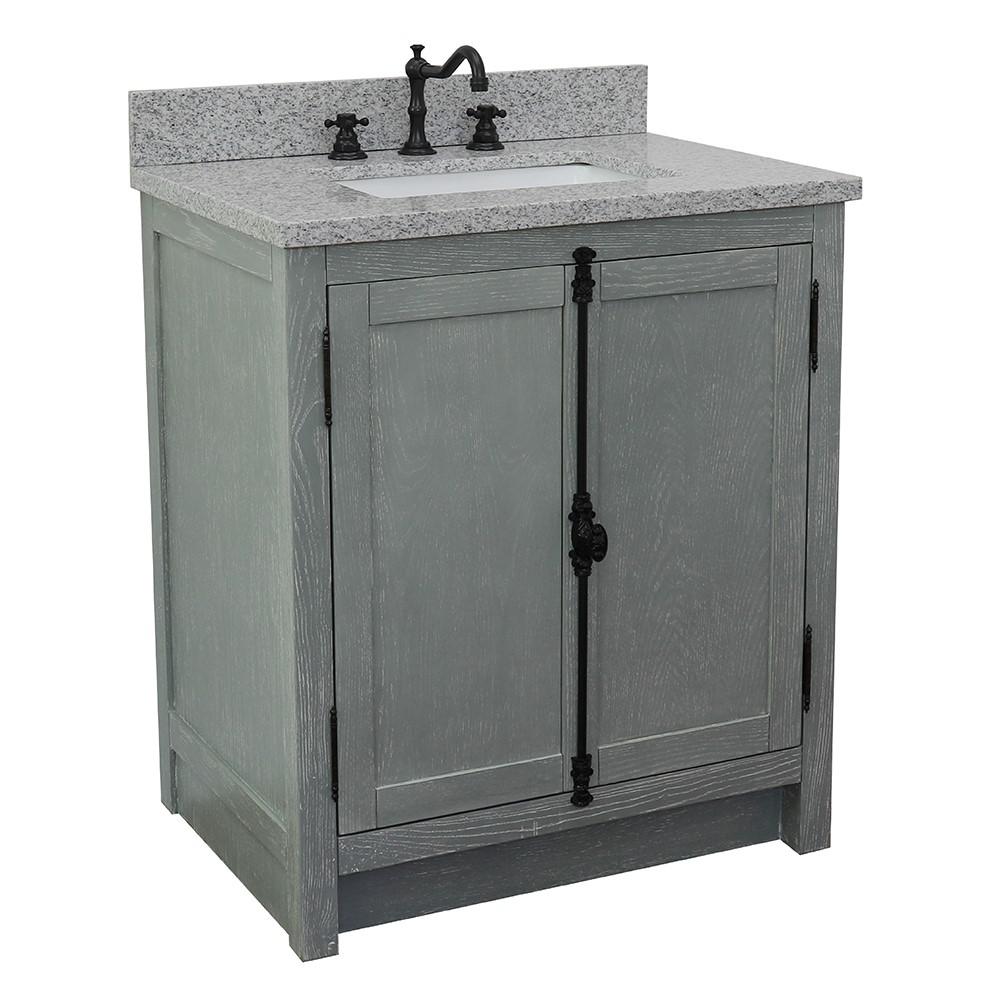 31 Single vanity in Gray Ash finish with Gray granite top and rectangle sink. Picture 3