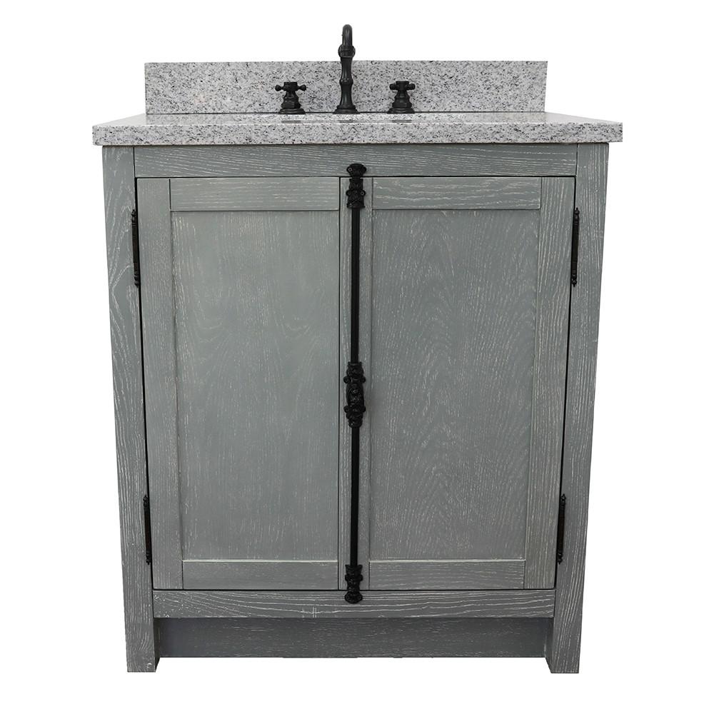 31 Single vanity in Gray Ash finish with Gray granite top and rectangle sink. Picture 4