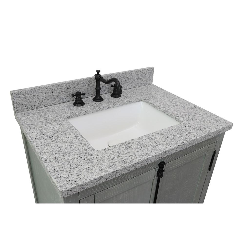 31 Single vanity in Gray Ash finish with Gray granite top and rectangle sink. Picture 5